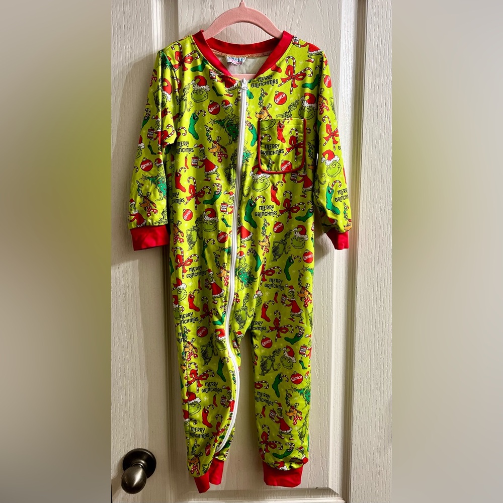 Grinch Kids One Piece Pajama - Green and Red size 4T